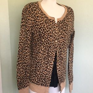 Merona Leopard Cotton Cardigan L